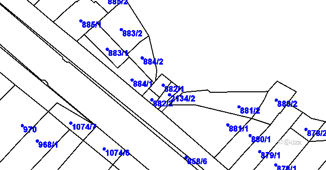 Parcela st. 882/1 v KÚ Oslavany, Katastrální mapa