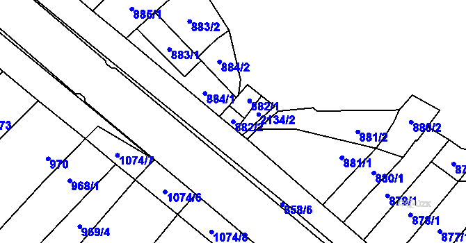 Parcela st. 882/2 v KÚ Oslavany, Katastrální mapa