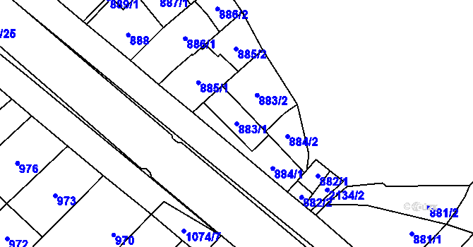 Parcela st. 883/1 v KÚ Oslavany, Katastrální mapa