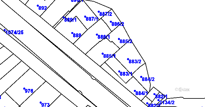 Parcela st. 885/1 v KÚ Oslavany, Katastrální mapa
