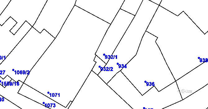Parcela st. 932/1 v KÚ Oslavany, Katastrální mapa