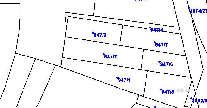 Parcela st. 947/2 v KÚ Oslavany, Katastrální mapa