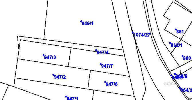 Parcela st. 947/4 v KÚ Oslavany, Katastrální mapa