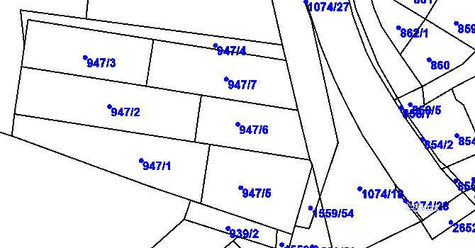 Parcela st. 947/6 v KÚ Oslavany, Katastrální mapa