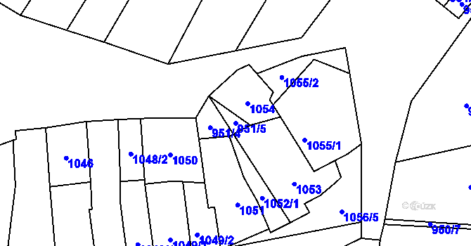 Parcela st. 951/5 v KÚ Oslavany, Katastrální mapa