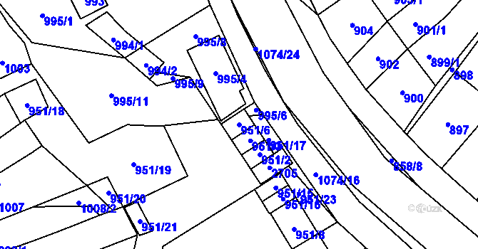 Parcela st. 951/6 v KÚ Oslavany, Katastrální mapa