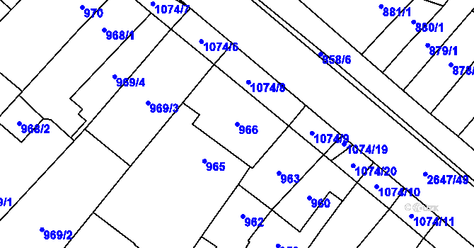 Parcela st. 966 v KÚ Oslavany, Katastrální mapa