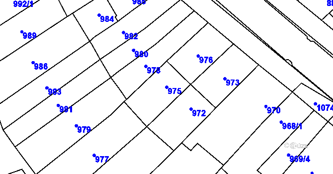Parcela st. 975 v KÚ Oslavany, Katastrální mapa