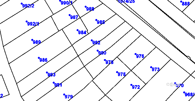 Parcela st. 980 v KÚ Oslavany, Katastrální mapa