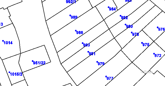 Parcela st. 983 v KÚ Oslavany, Katastrální mapa