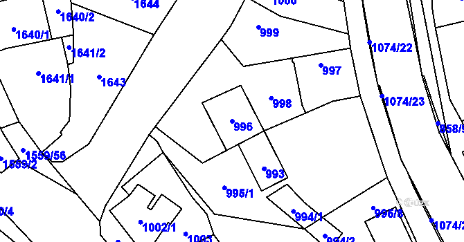 Parcela st. 996 v KÚ Oslavany, Katastrální mapa