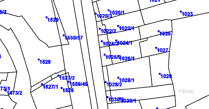 Parcela st. 1026/2 v KÚ Oslavany, Katastrální mapa