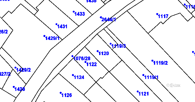 Parcela st. 1120 v KÚ Oslavany, Katastrální mapa