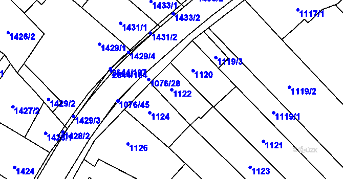 Parcela st. 1122 v KÚ Oslavany, Katastrální mapa