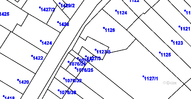 Parcela st. 1127/5 v KÚ Oslavany, Katastrální mapa