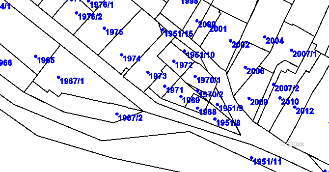 Parcela st. 1971 v KÚ Oslavany, Katastrální mapa