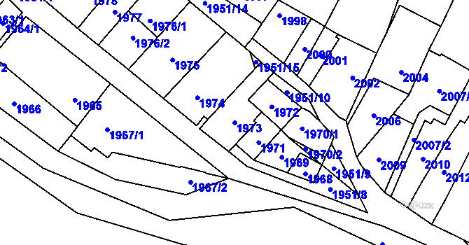 Parcela st. 1973 v KÚ Oslavany, Katastrální mapa