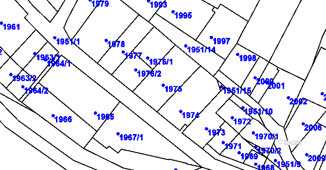 Parcela st. 1975 v KÚ Oslavany, Katastrální mapa
