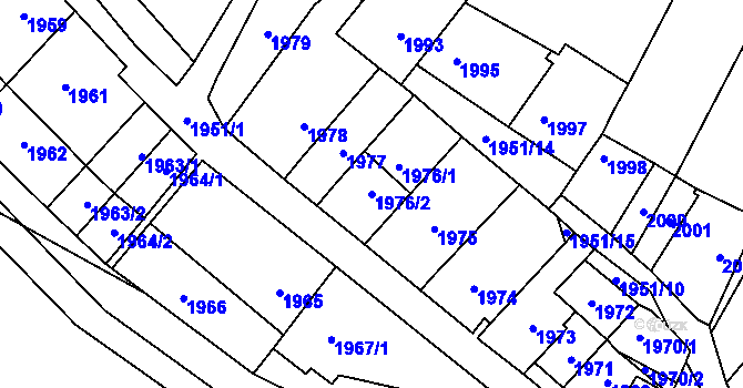 Parcela st. 1976/2 v KÚ Oslavany, Katastrální mapa