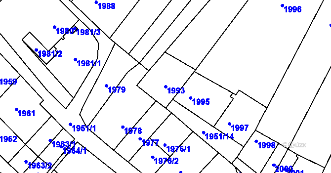 Parcela st. 1993 v KÚ Oslavany, Katastrální mapa
