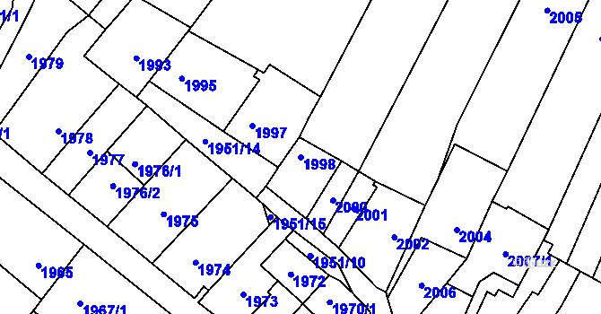 Parcela st. 1998 v KÚ Oslavany, Katastrální mapa