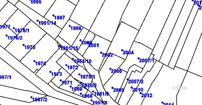 Parcela st. 2002 v KÚ Oslavany, Katastrální mapa