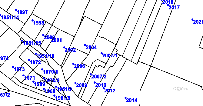 Parcela st. 2007/1 v KÚ Oslavany, Katastrální mapa