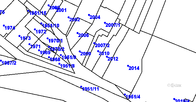 Parcela st. 2010 v KÚ Oslavany, Katastrální mapa