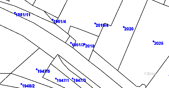 Parcela st. 2018 v KÚ Oslavany, Katastrální mapa