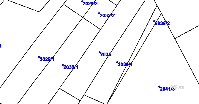 Parcela st. 2036 v KÚ Oslavany, Katastrální mapa