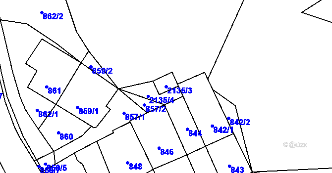 Parcela st. 2135/3 v KÚ Oslavany, Katastrální mapa
