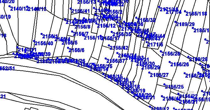 Parcela st. 2156 v KÚ Oslavany, Katastrální mapa