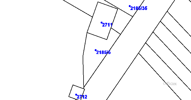 Parcela st. 2185/5 v KÚ Oslavany, Katastrální mapa