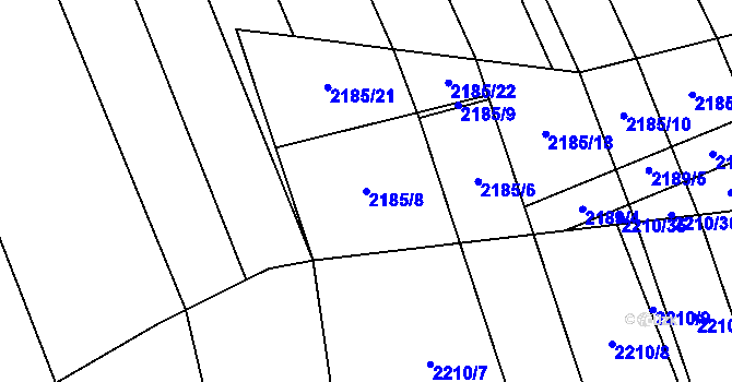 Parcela st. 2185/8 v KÚ Oslavany, Katastrální mapa