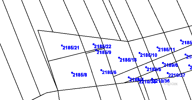 Parcela st. 2185/9 v KÚ Oslavany, Katastrální mapa