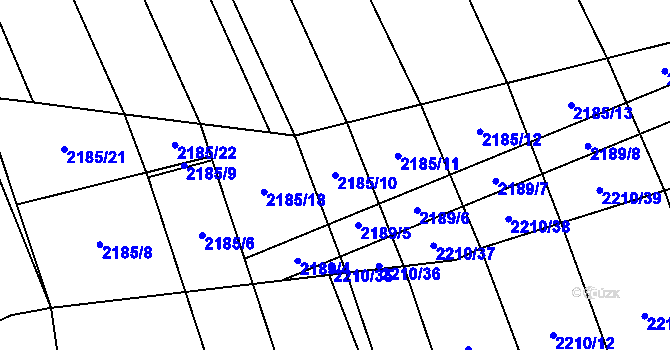 Parcela st. 2185/10 v KÚ Oslavany, Katastrální mapa
