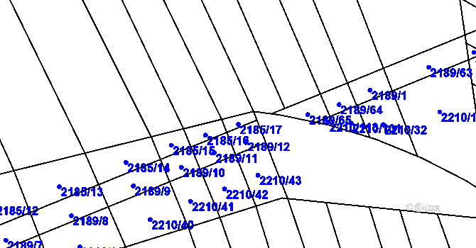 Parcela st. 2185/17 v KÚ Oslavany, Katastrální mapa