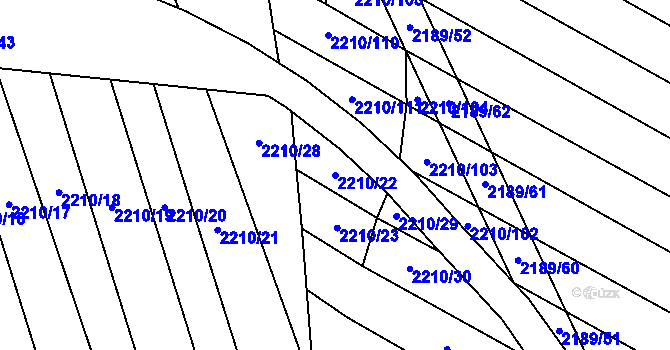 Parcela st. 2210/22 v KÚ Oslavany, Katastrální mapa