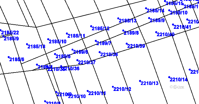 Parcela st. 2210/38 v KÚ Oslavany, Katastrální mapa