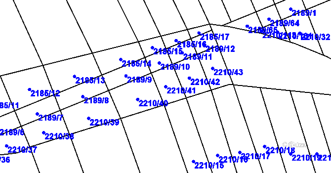 Parcela st. 2210/41 v KÚ Oslavany, Katastrální mapa