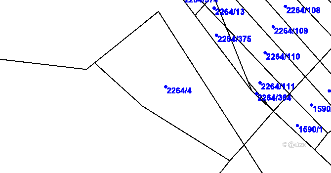 Parcela st. 2264/4 v KÚ Oslavany, Katastrální mapa