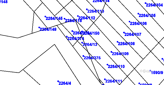 Parcela st. 2264/13 v KÚ Oslavany, Katastrální mapa