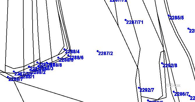 Parcela st. 2287/2 v KÚ Oslavany, Katastrální mapa