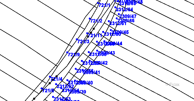 Parcela st. 2309/43 v KÚ Oslavany, Katastrální mapa