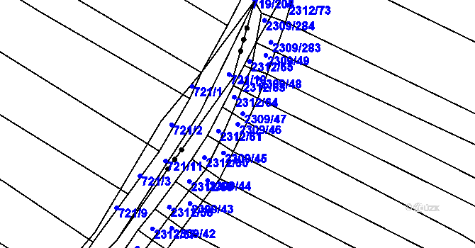 Parcela st. 2309/46 v KÚ Oslavany, Katastrální mapa