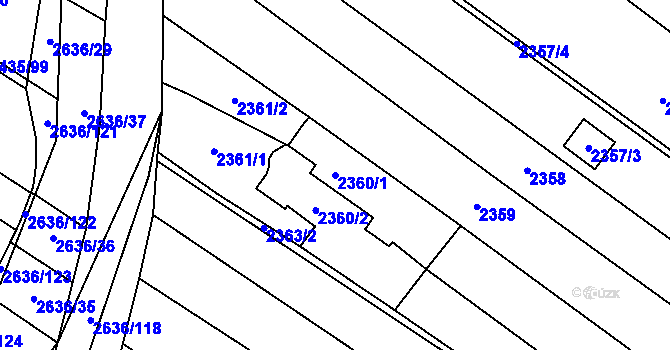 Parcela st. 2360/1 v KÚ Oslavany, Katastrální mapa
