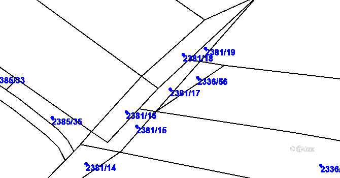 Parcela st. 2381/17 v KÚ Oslavany, Katastrální mapa