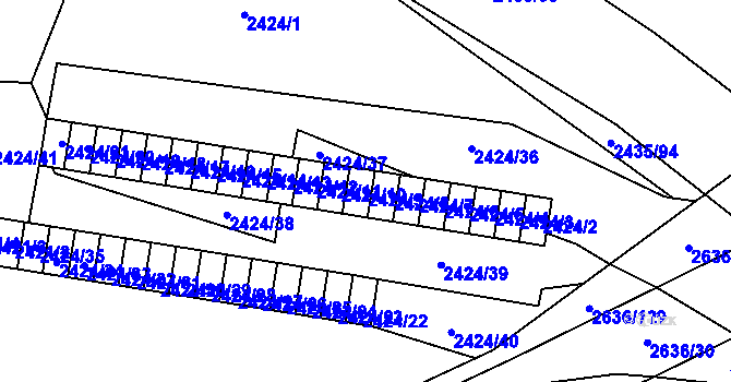 Parcela st. 2424/9 v KÚ Oslavany, Katastrální mapa