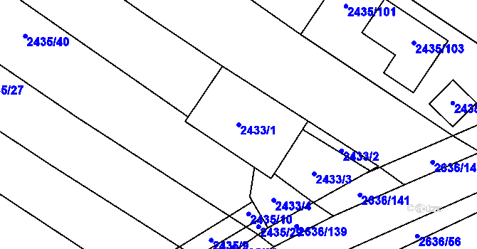 Parcela st. 2433/1 v KÚ Oslavany, Katastrální mapa