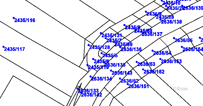 Parcela st. 2435/5 v KÚ Oslavany, Katastrální mapa